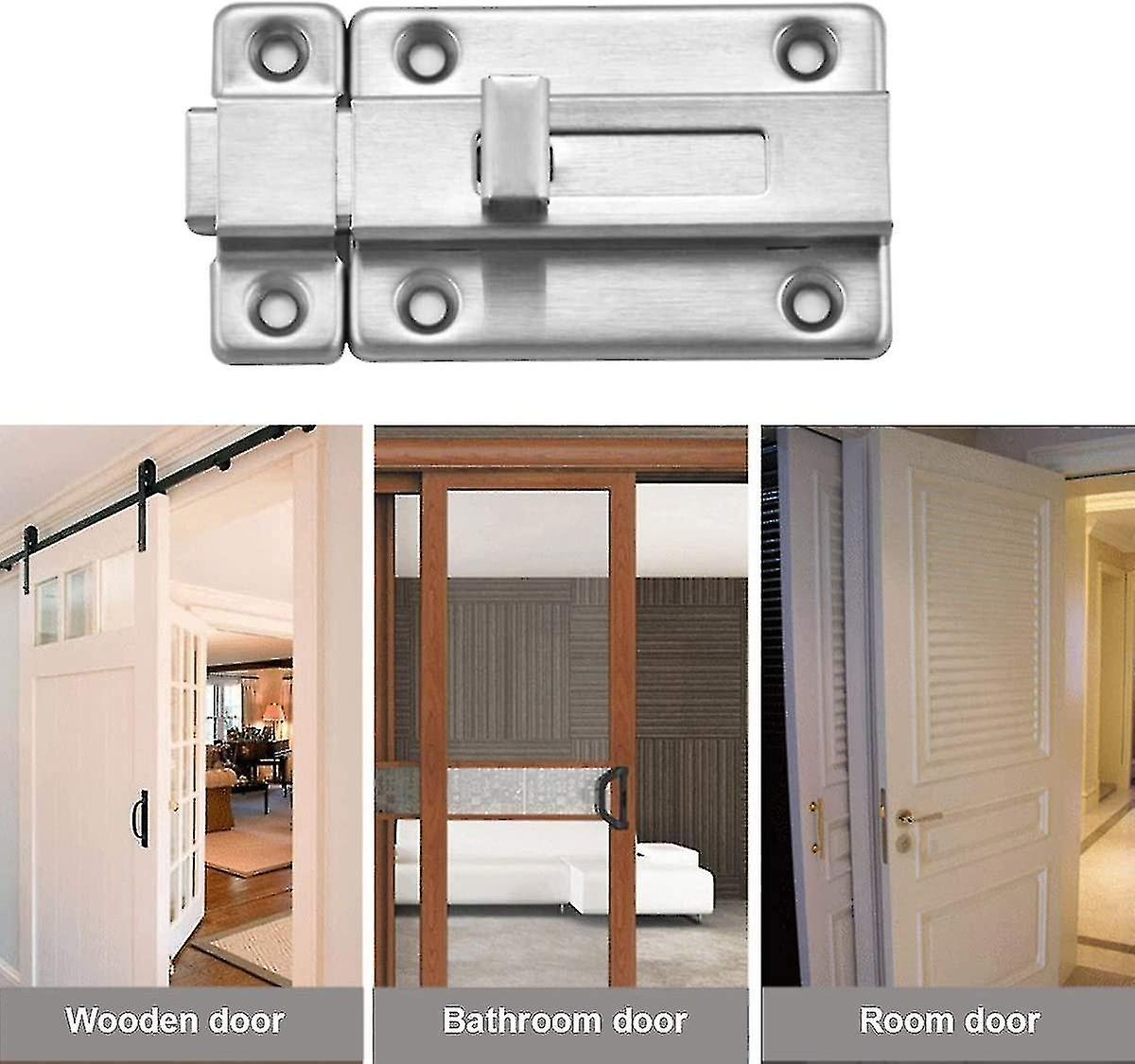 Stainless Steel Door Latch Gate Latch Sliding Door Lock， Surface Mounted Slide Bolt