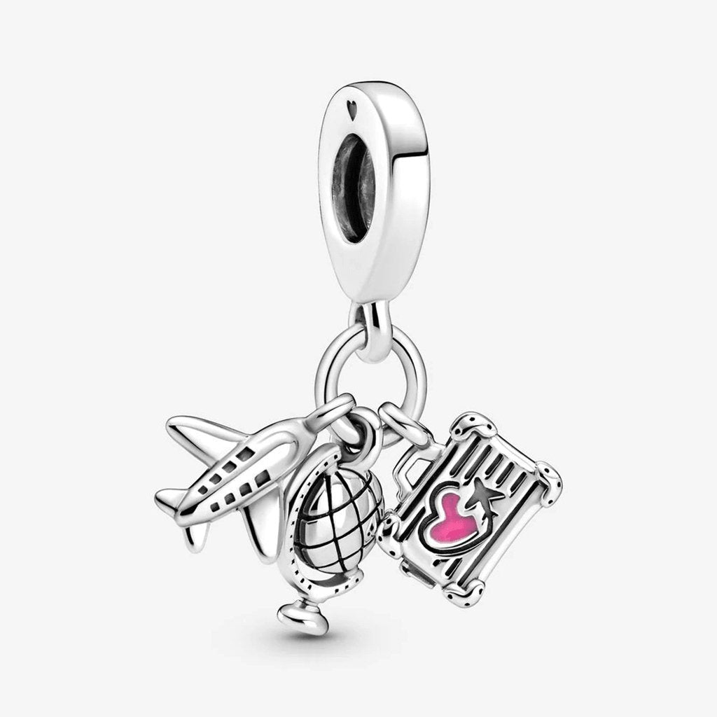 PANDORA  Airplane, Globe & Suitcase Dangle Charm