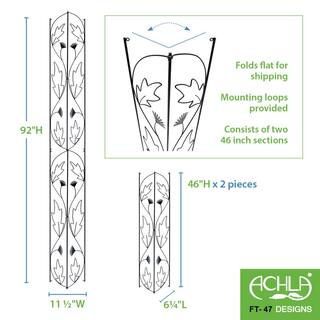 Achla Designs 92 in. H Black Powder Coat Traditional Downspout Decorative Garden Trellis FT-47