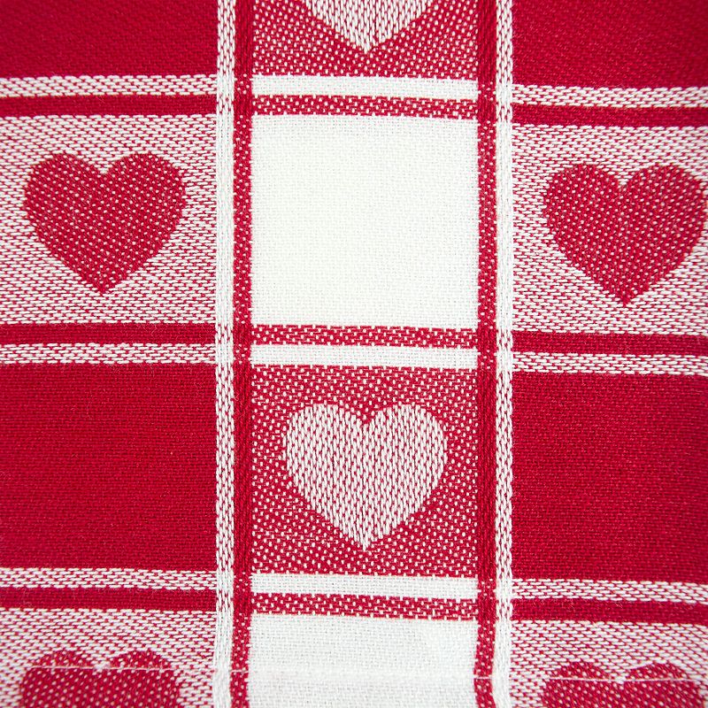 52 Red and White Hearts Woven Square Tablecloth