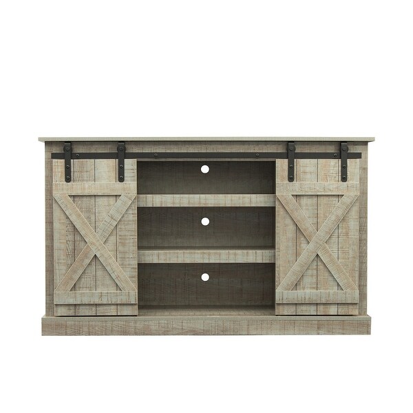 Farmhouse Sliding Barn Door TV Stand Media Console Table Storage Cabinet Wood for 65