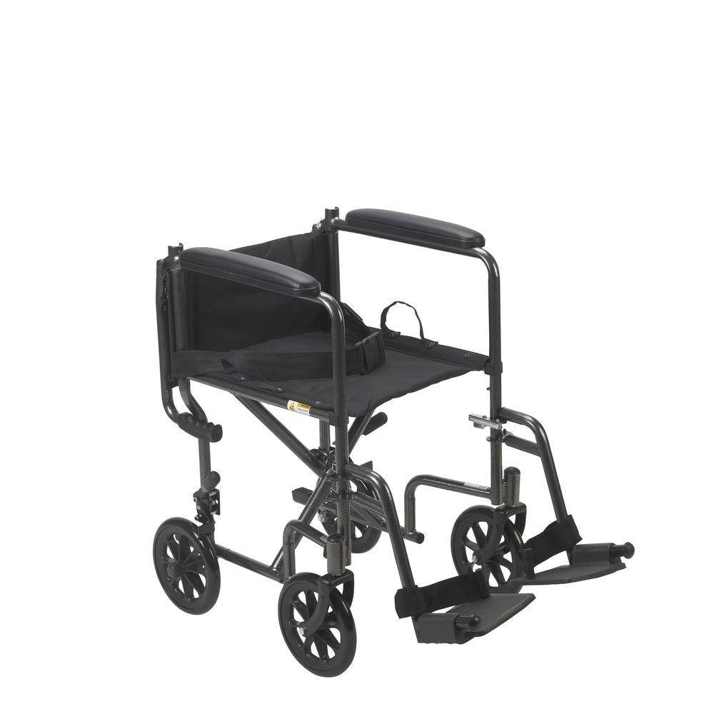 Drive Medical Lightweight Steel Transport Wheelchair with Fixed Full Arms TR39E-SV