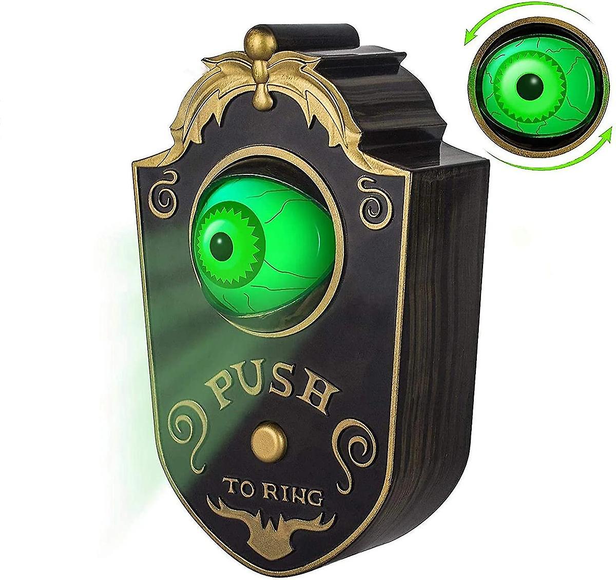 Halloween Haunted Eye Doorbell Decorative Animated Eyeball With Spooky Sounds-white