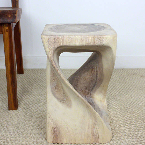 Haussmann? Original Wood Twist Stool 10 X 10 X 16 In High White Oil - 10 x 10 x 16