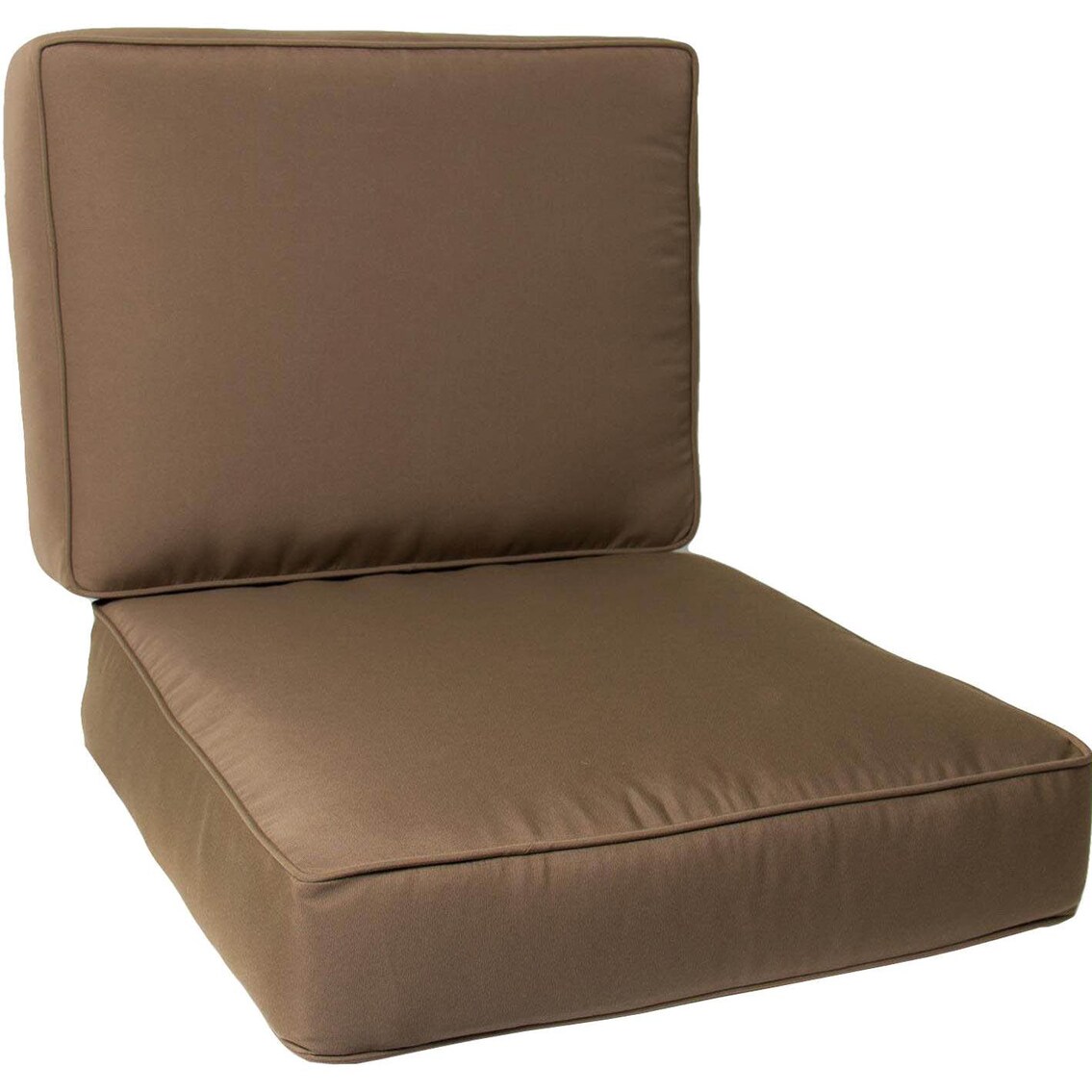 Sunbrella Canvas Cocoa Medium Outdoor Replacement Club Chair Cushion Set W/ Piping By Signature