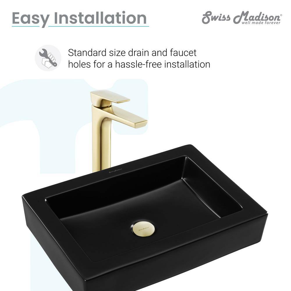 Swiss Madison Voltaire Matte Black Ceramic Rectangular Vessel Sink SM-VS282MB