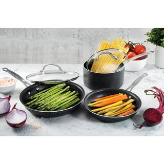 GRANITESTONE 5-Piece Aluminum Ultra-Durable Non-Stick Diamond Infused Cookware Set with Glass Lids 2255