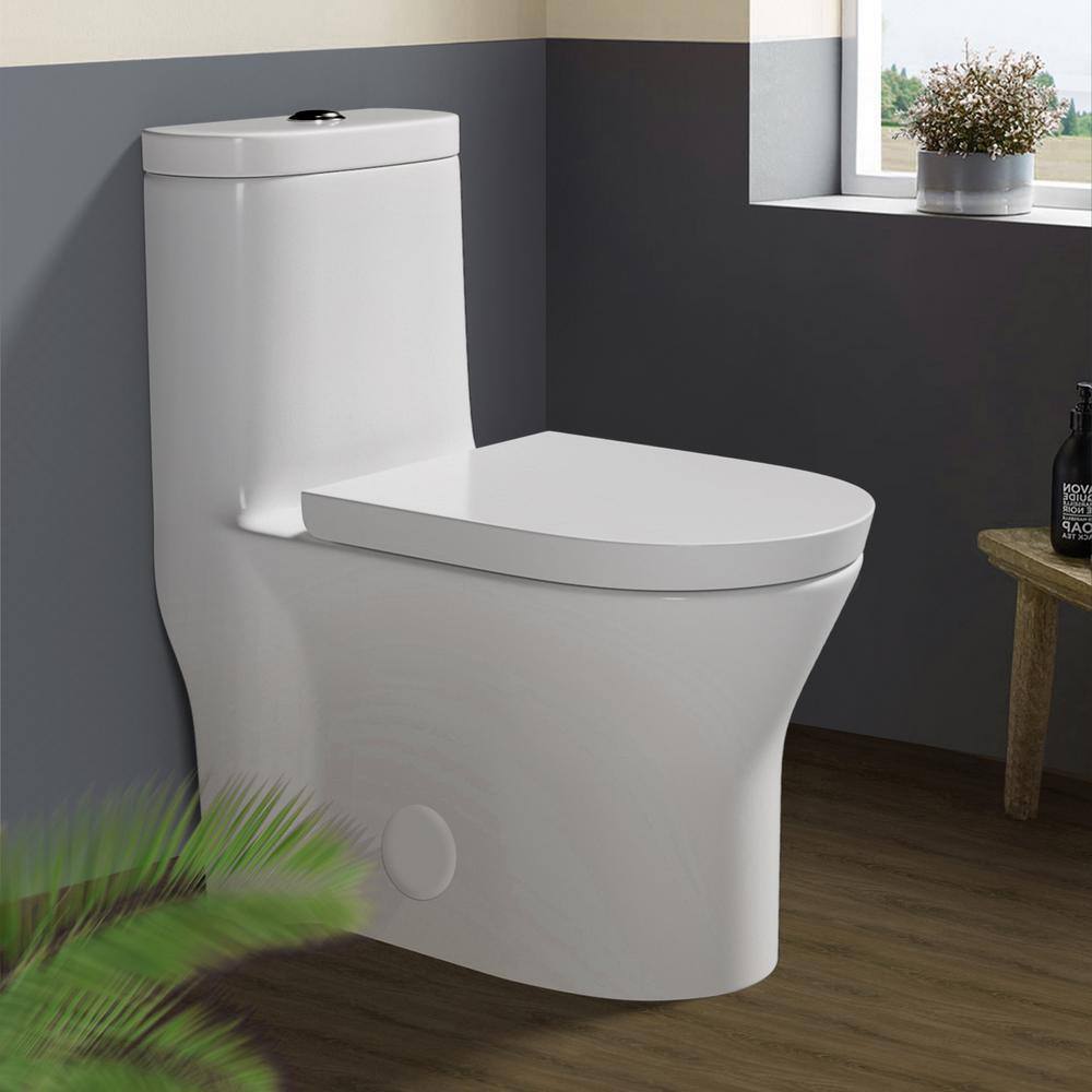 INSTER 1-piece 1.11.6 GPF Top Button Dual Flush Elongated Toilet in White Include Seat  Lid and Bidet Sprayer HDDZYNTL0001