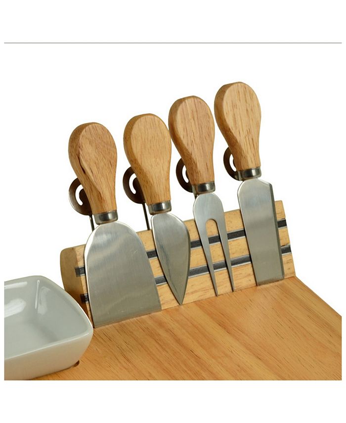 Picnic At Ascot Windsor hardwood Cheese Board Set -Tools， Cheese Markers， Bowl