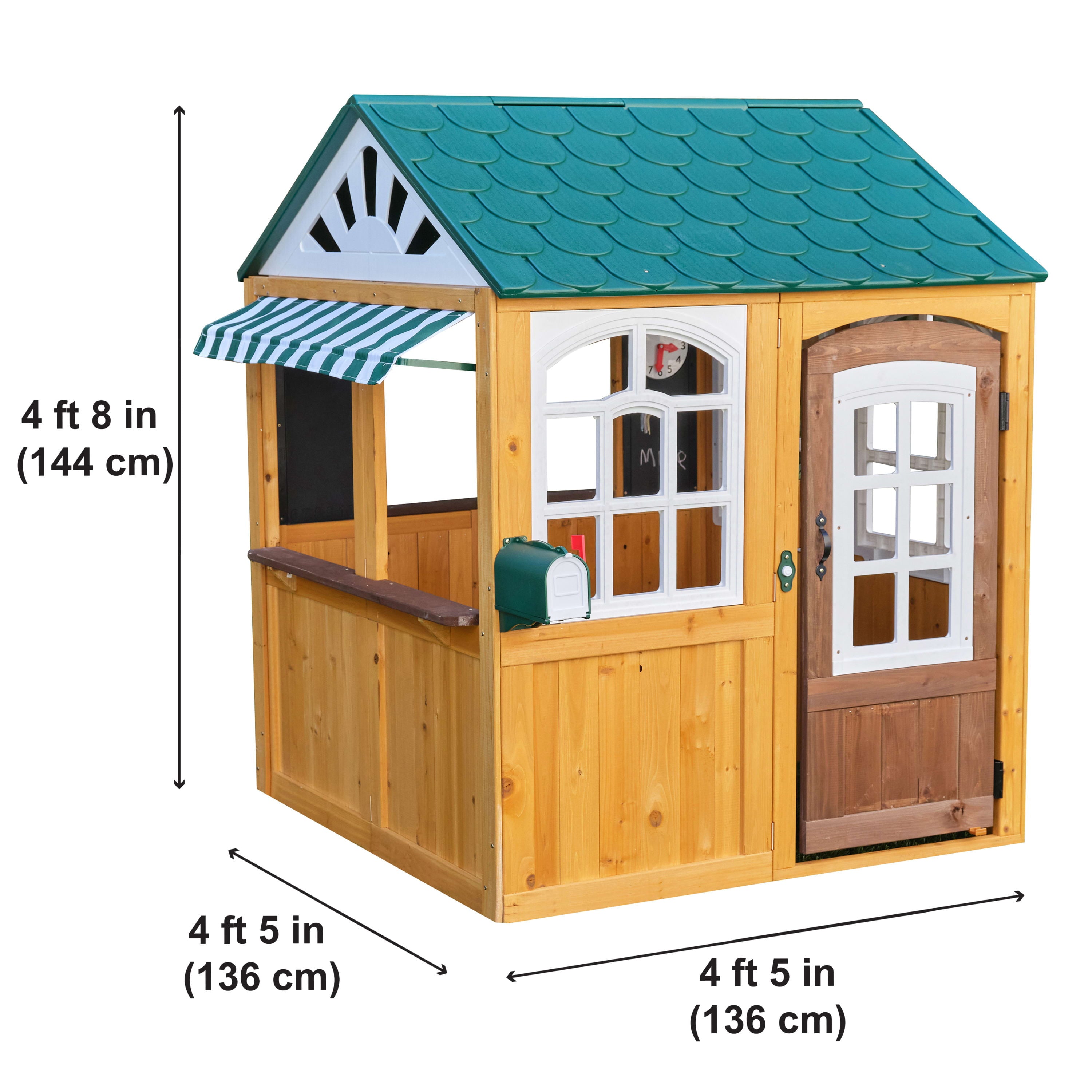 KidKraft Garden View Outdoor Wooden Playhouse with Ringing Doorbell, Mailbox & Chalkboard