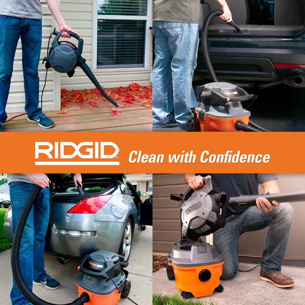 RIDGID 4 Gallon 6.0 Peak HP WetDry Shop Vacuum with Detachable Blower Fine Dust Filter Locking Hose and Accessories WD4080