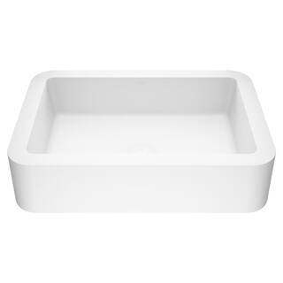 VIGO Petunia Modern White Matte Stone 23 in. L x 16 in. W x 6 in. H Rectangular Vessel Bathroom Sink VG04002