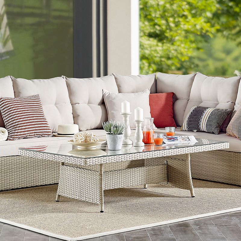 Alaterre Furniture Canaan All-Weather Wicker Coffee Table