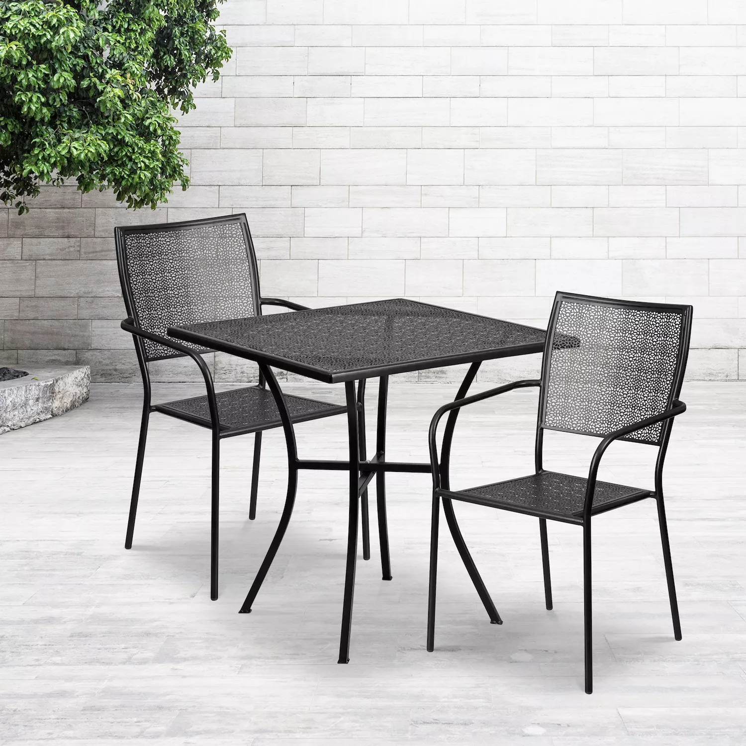 Flash Furniture Commercial Square Indoor / Outdoor Patio Table and Chair 3-piece Set