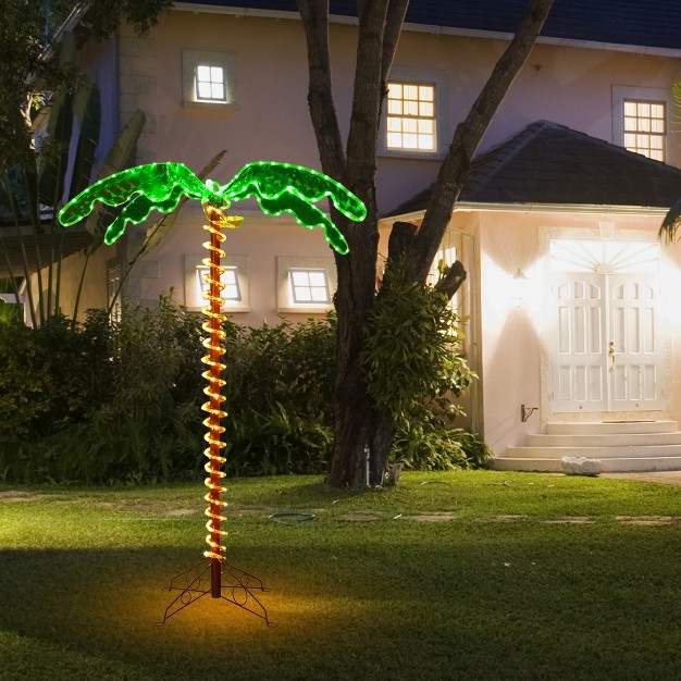 Costway 5ft Pre lit Led Rope Light Palm Tree Hawaii style Holiday Decor W 198 Led Lights