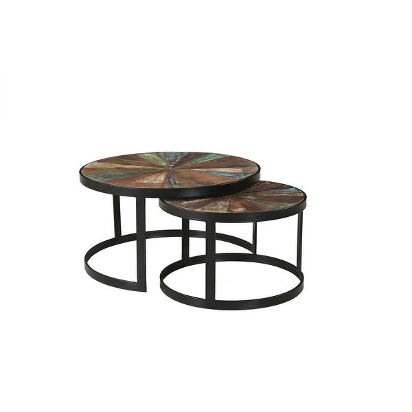 Delian Round coffee table with black legs- Set of 2 - 33