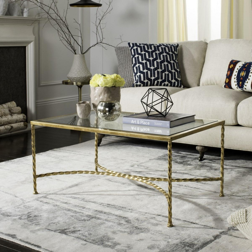 Queen Gold Leaf Glass Coffee Table   Contemporary   Coffee Tables   by AED Luxury Home Decor  Houzz