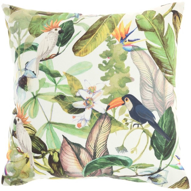 Reversible Indoor outdoor Jungle And Cubes Pattern Square Throw Pillow Mina Victory