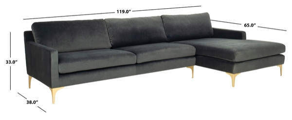 Safavieh Couture Brayson Chaise Sectional Sofa   Midcentury   Sectional Sofas   by Safavieh  Houzz