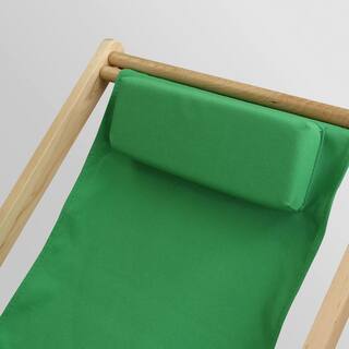 Casual Home Natural Frame and Green Canvas Solid Wood Sling Chair 114-00011-33