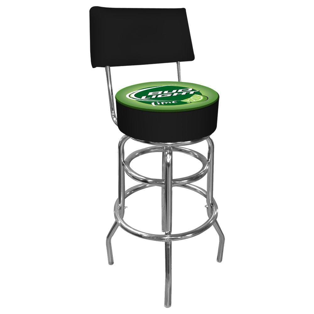 Trademark Bud Light Lime 30 in. Chrome Swivel Cushioned Bar Stool AB1100-BLLIME