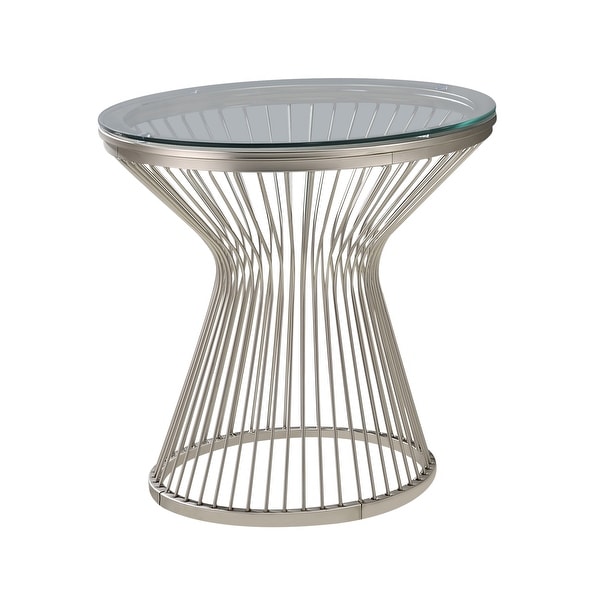 Coaster Furniture Mandy Satin Grey Round Glass Top End Table