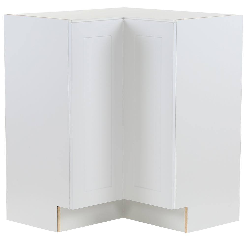 Hampton Bay Cambridge White Shaker Assembled Lazy Susan Corner Base Cabinet with 2 Soft Close Doors (28 in. W x 28 in. D x 35 in. H) CM2835C-WH