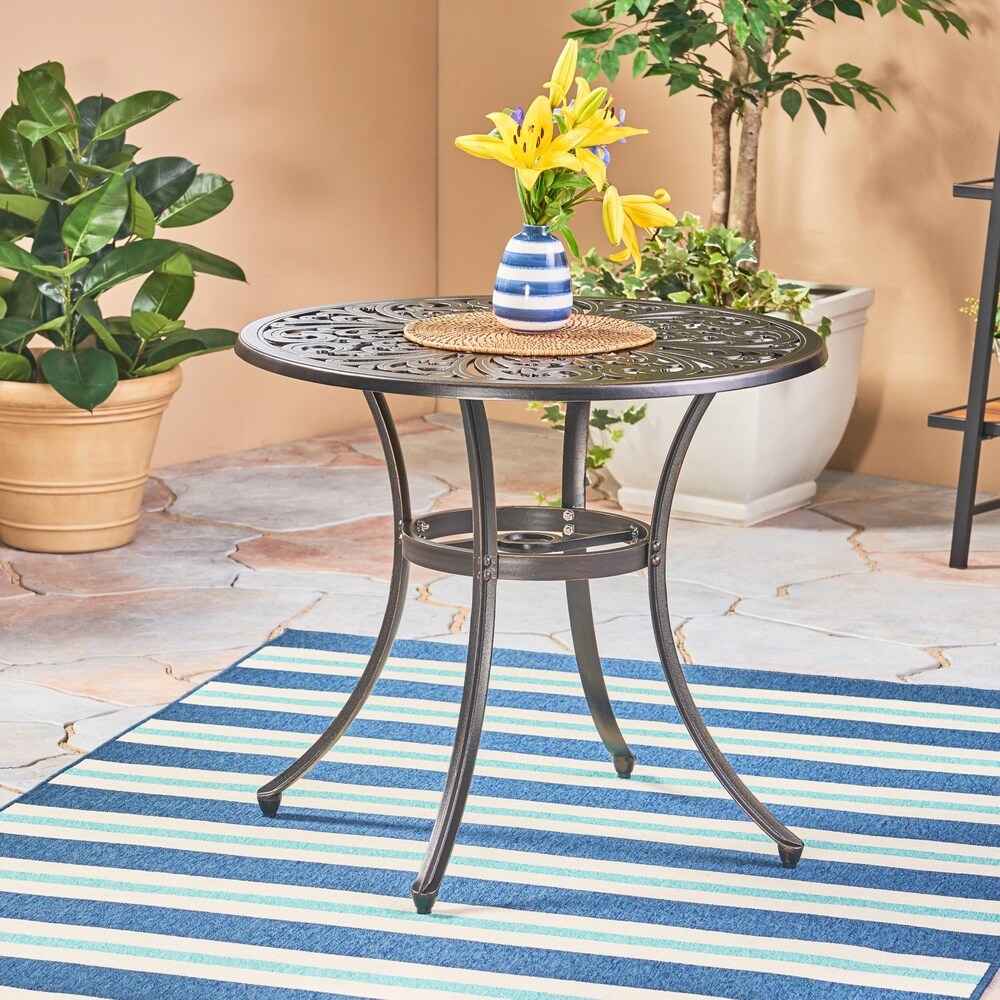 Vigo Outdoor Cast Aluminum Dining Table by Christopher Knight Home   33.25\