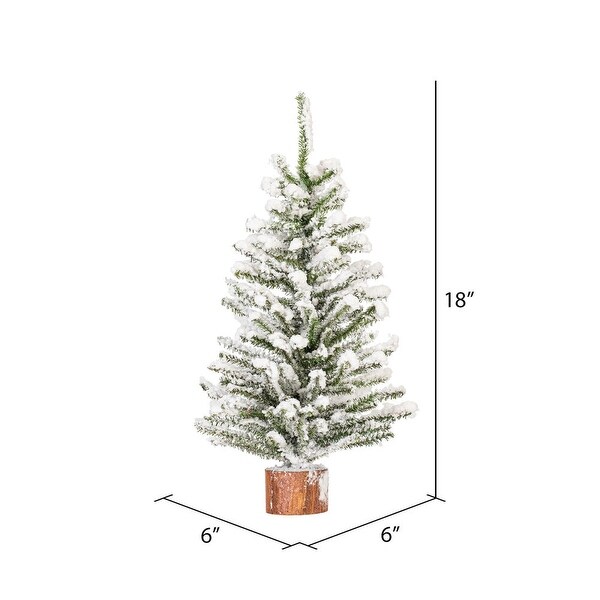 Vickerman 18 flocked Mini Pine Artificial Christmas tree，Set of 2