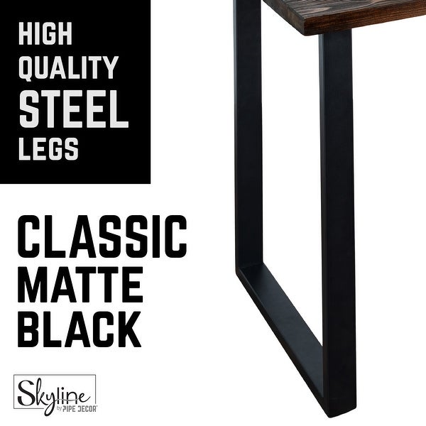 PIPE DECOR Matte Black Steel Modern Square Living Room Table Legs Set of 2