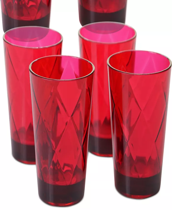 Certified International Ruby Diamond Acrylic Set of 8 Glasses