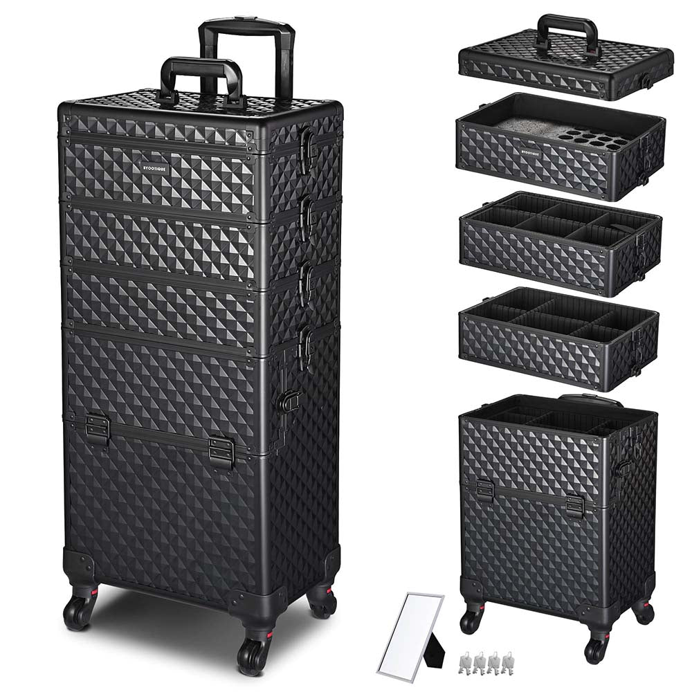 Byootique 4 in 1 Rolling Makeup Case with Lock Nail Polish Slots