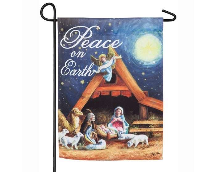 Evergreen Christmas Manger Garden Suede Flag - 14S8706