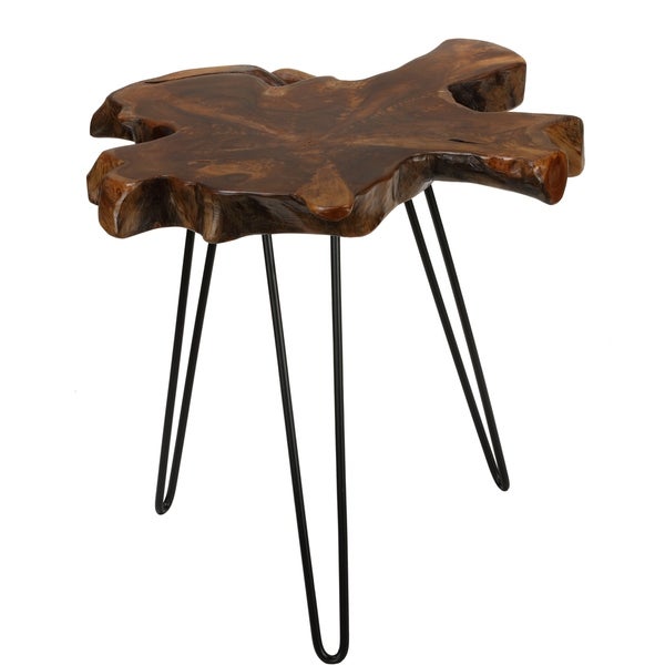 Bare Decor Evan Accent End Table with Solid Teak Root Top