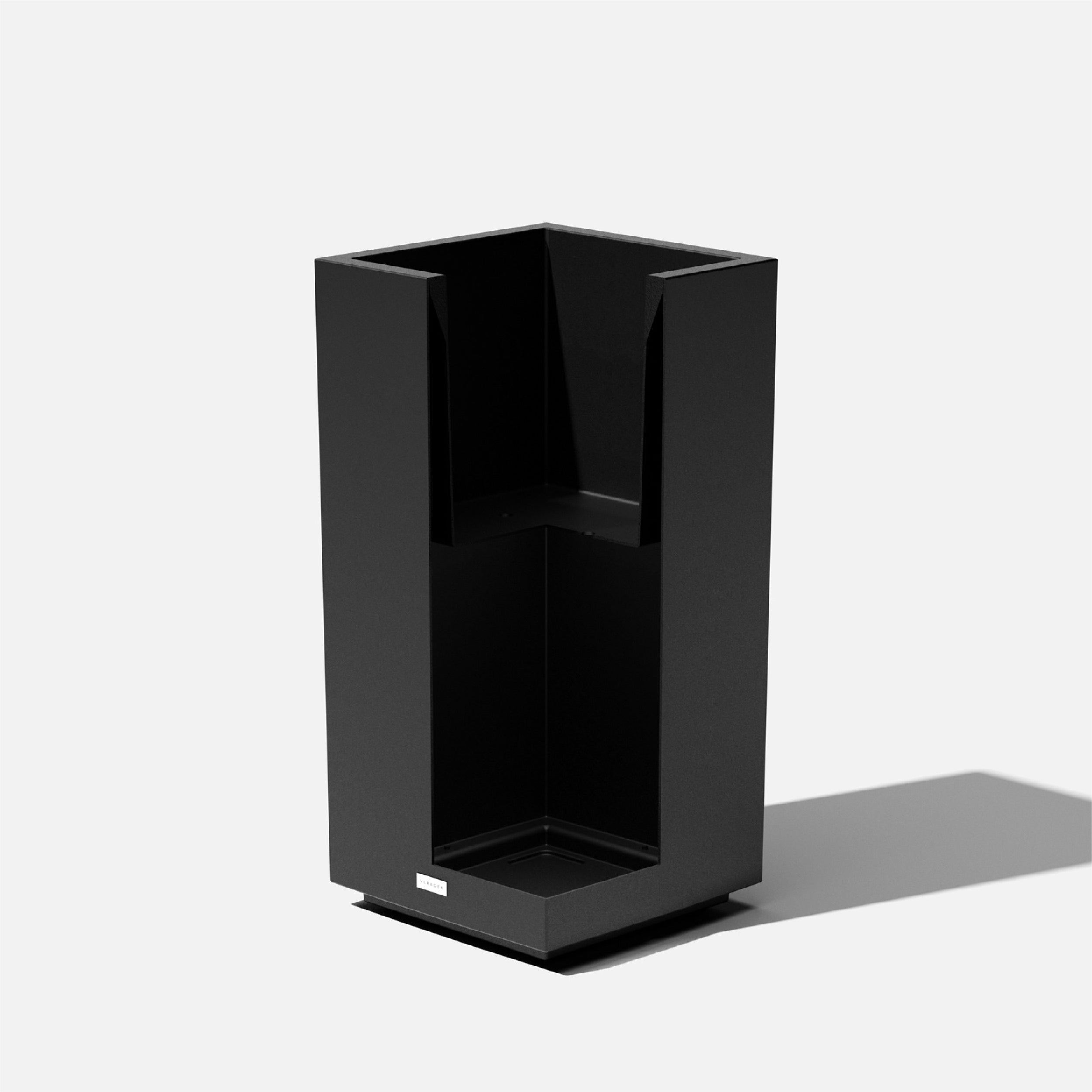 Veradek Block Series Pedestal Tall Planter Black