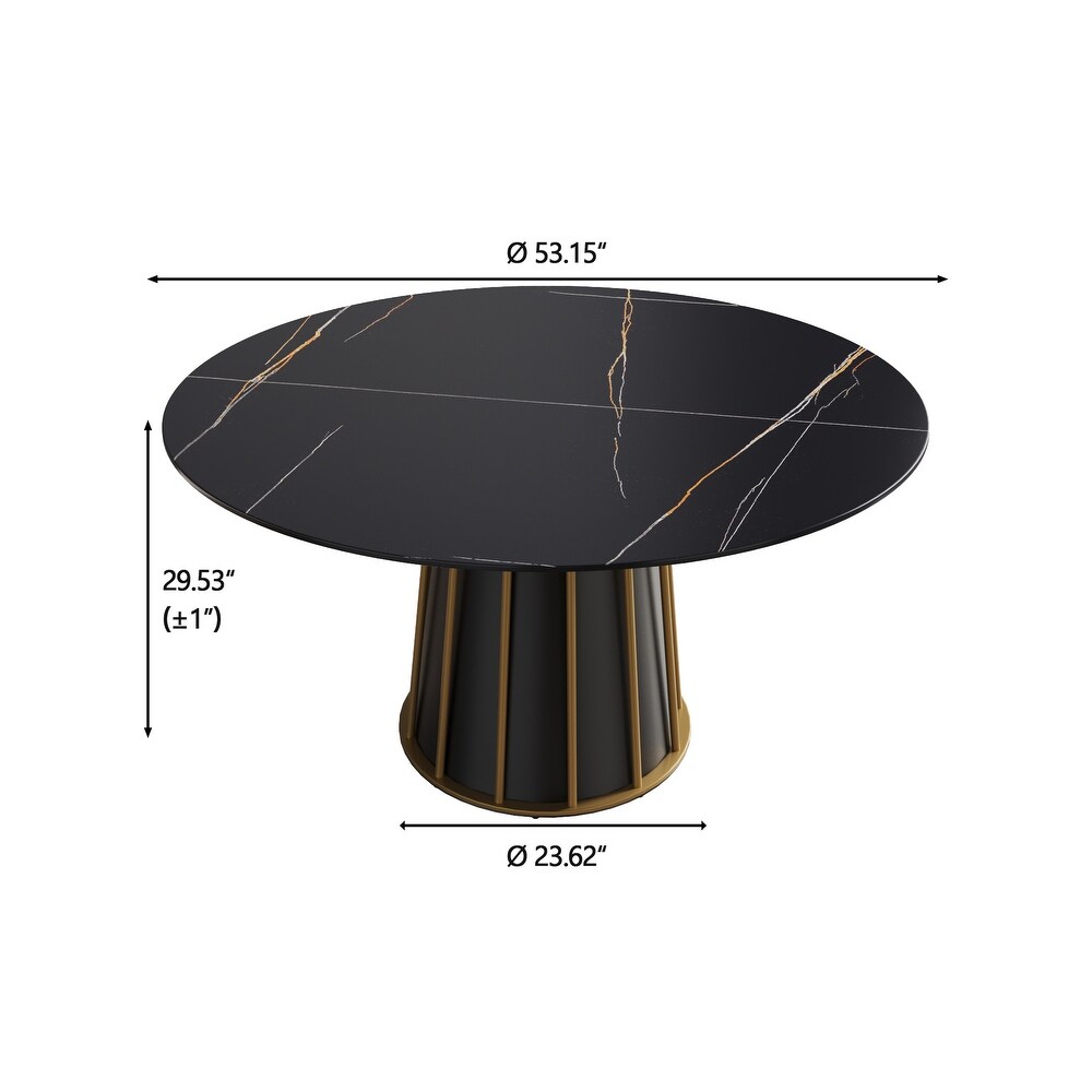 Round Metal Pedestal Dining Table Round Sintered Stone Table.