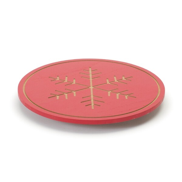 Wooden Snowflake Lazy Susan Tray (Set of 2)