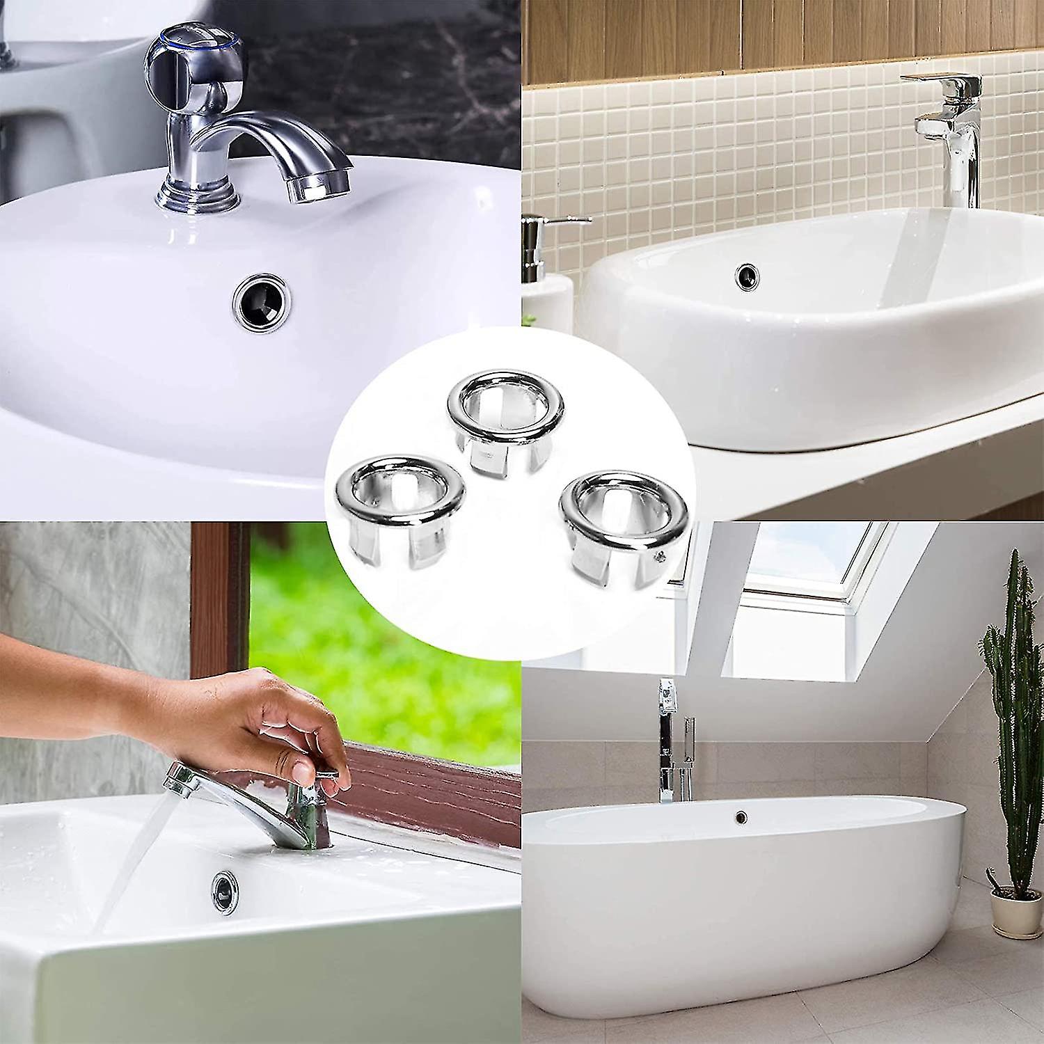 Botao Sink Overflow Ring， Kitchen Bathroom Sink Hole Round Overflow Cover， Vanity Basin Trim Overflow Drain Cap Cover Tidy Insert In Hole Spares(6pcs，