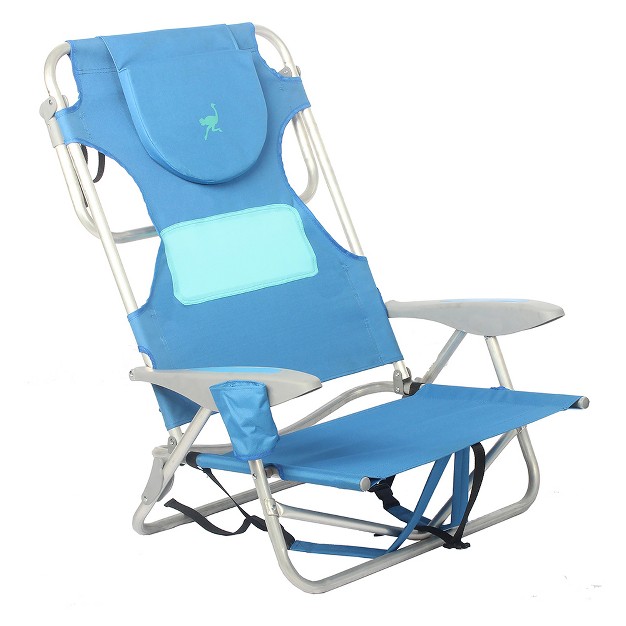 Ostrich Ladies Comfort amp On your back Lightweight Beach Reclining Lawn Chair With Backpack Straps Outdoor Furniture For Pool Camping Or Patio Blue