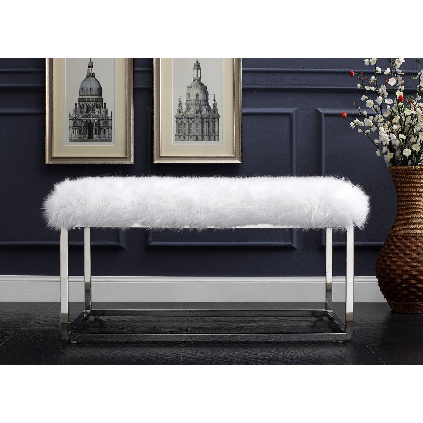 Inspired Home Athena Faux Fur Bedroom Bench