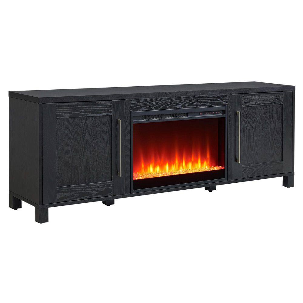 MeyerCross Chabot 68 in. Black Grain TV Stand with 26 in. Crystal Fireplace Fits TV's up to 75 in. TV1806