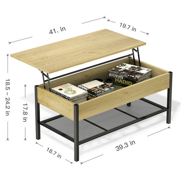 Adjustable Height Lift Top End Table with Sufficient Storage Space