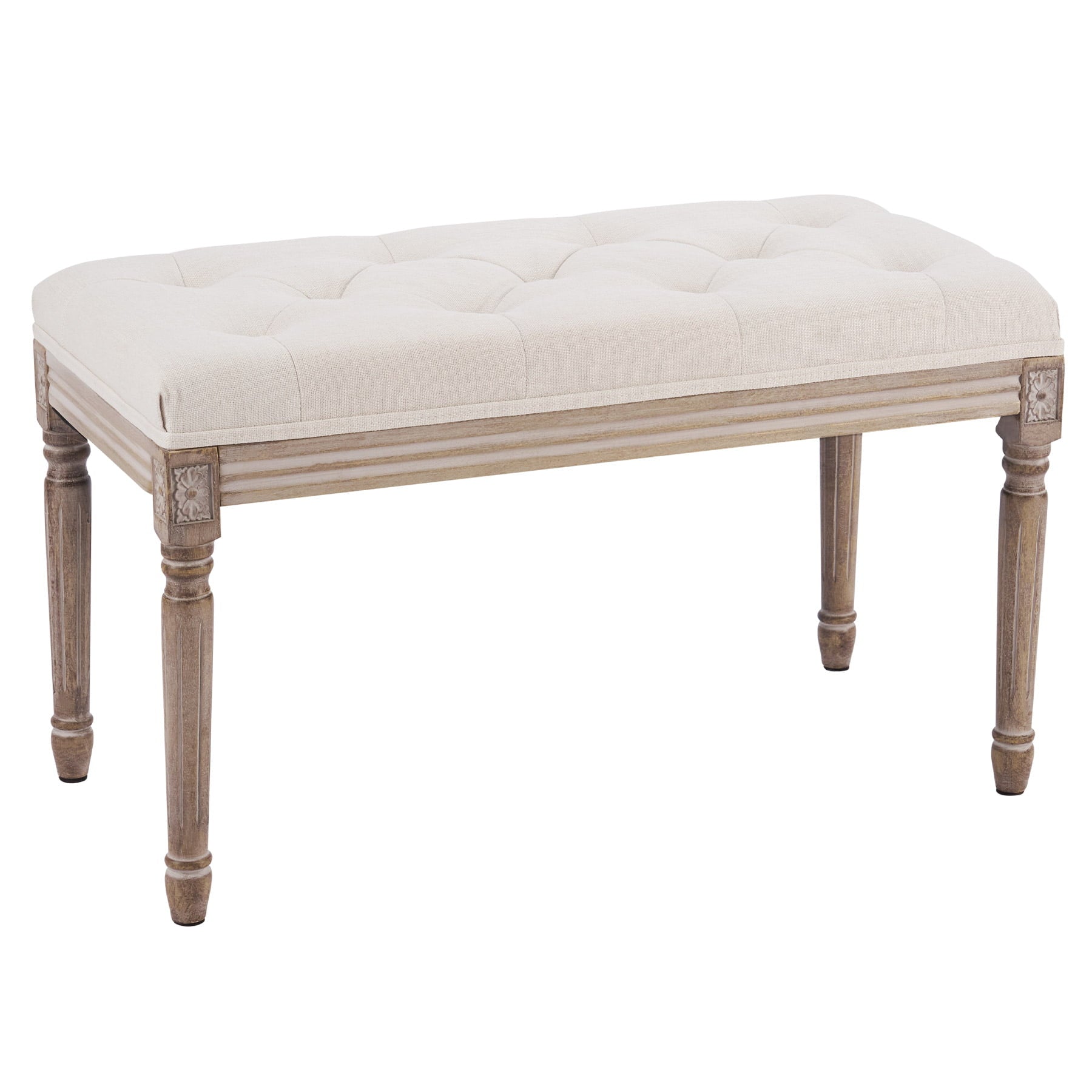 Upholstered Entryway Bench with Rubber Wood Legs for Dining Room Bedroom More