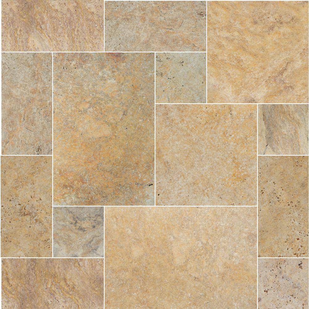 MSI Tuscany Scabas Pattern Tumbled Travertine Paver Kits (120 Pieces160 sq. ft.Pallet) LPAVTSCA10KITS