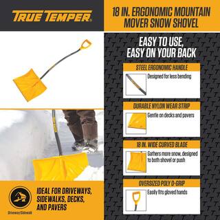 True Temper 3-Piece Snow and Ice Removal Combo with Shovel Pusher and Scraper Garden Tool Set 10000-03453