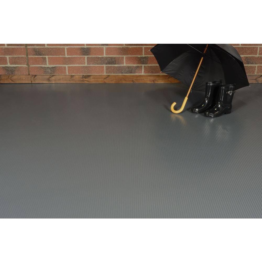 G-Floor Rib 7.5 ft x 17 ft Slate Grey Vinyl Garage Flooring Cover and Protector GF55RB717SG