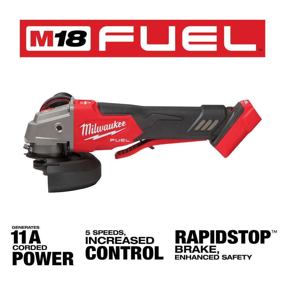 MW M18 FUEL 18-Volt Lithium-Ion Brushless Cordless 4-12 in.5 in. Grinder wVariable Speed with 8.0 Ah Battery  Charger 2888-20-48-59-1880