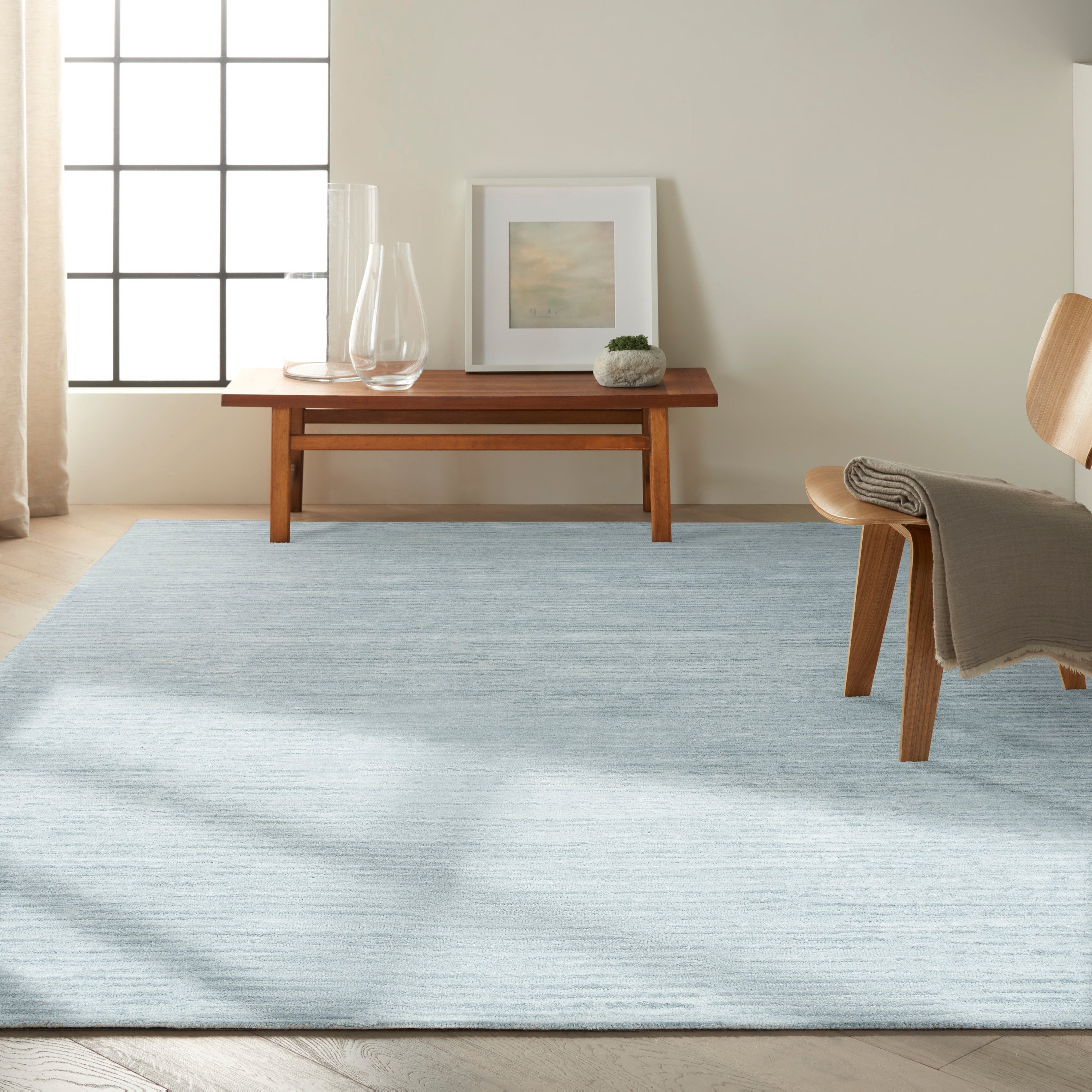 Linear Light Blue Rug