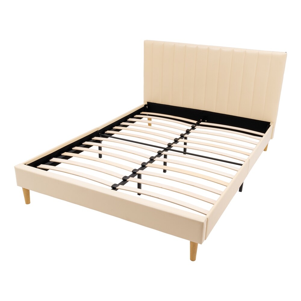 Modern Queen Upholstered Platform Bed Frame with Headboard