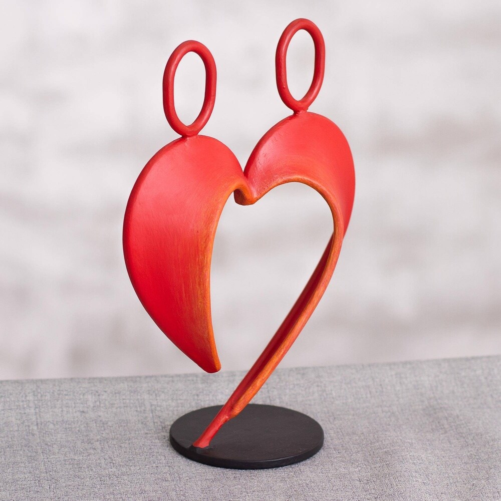 Novica Handmade Our Heart In Red Steel Sculpture